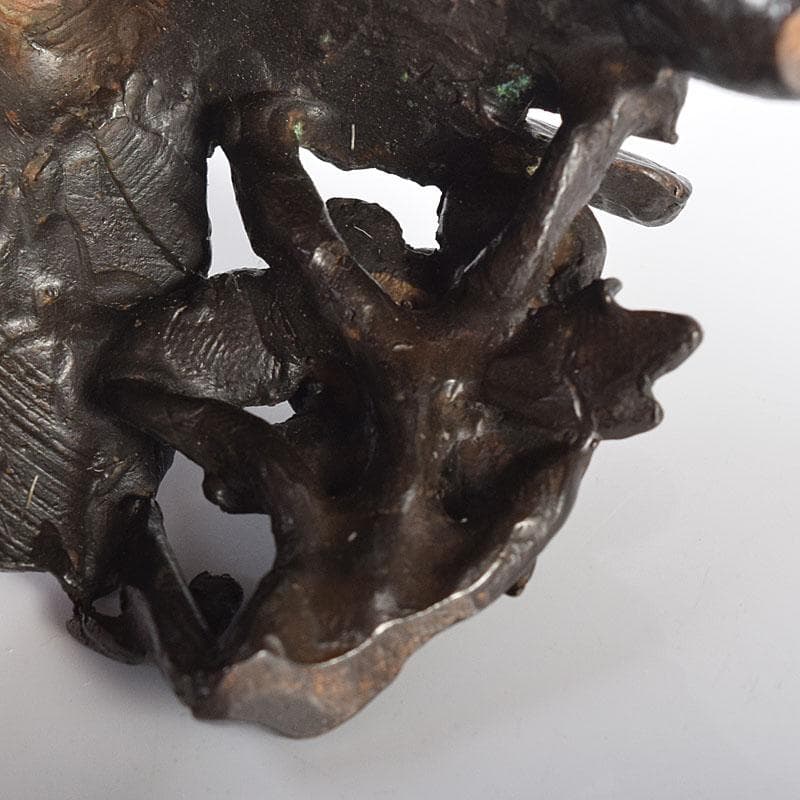 高岡銅器　千秋長治作　蝋型鋳銅　蓋置　共箱　Ｖ　7854