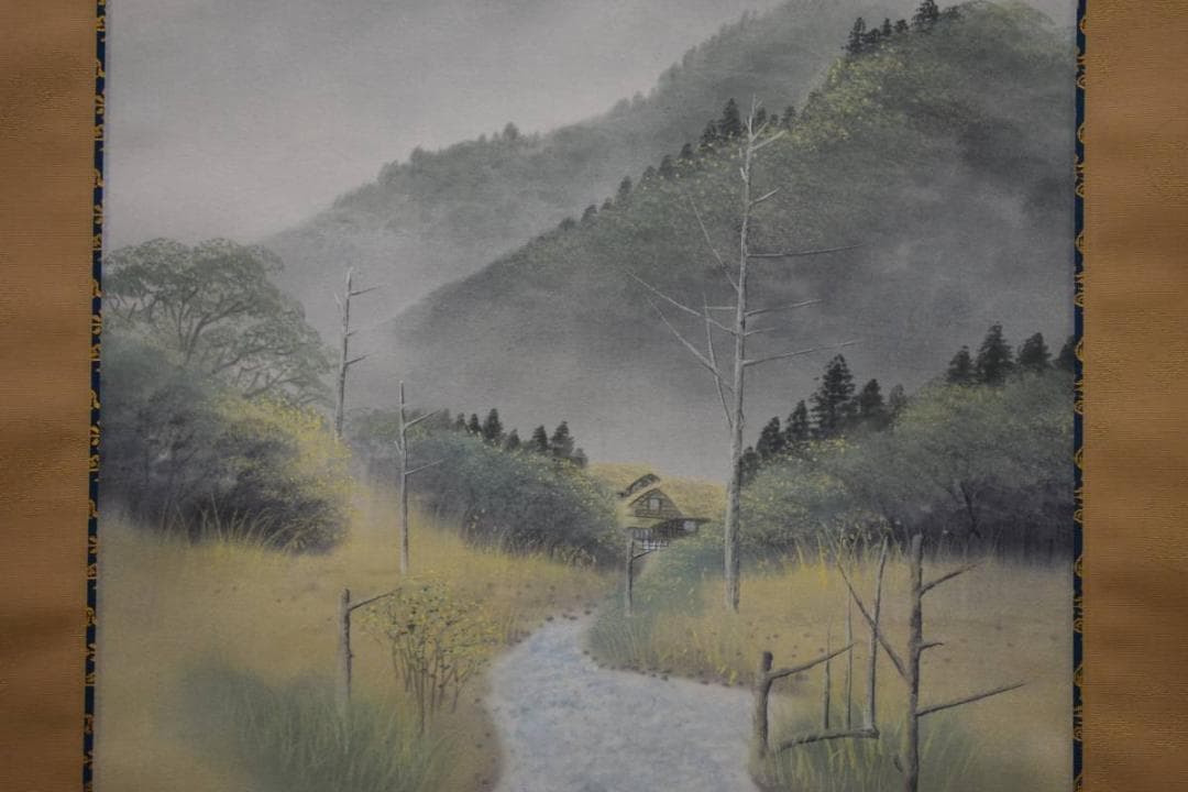 真作/今村大雪/上高地梓川図/桐共箱付/布袋屋掛軸HD-972