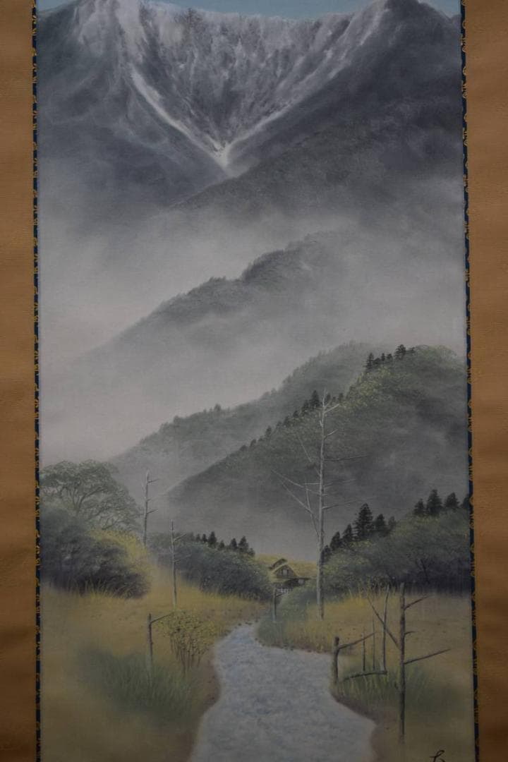 真作/今村大雪/上高地梓川図/桐共箱付/布袋屋掛軸HD-972