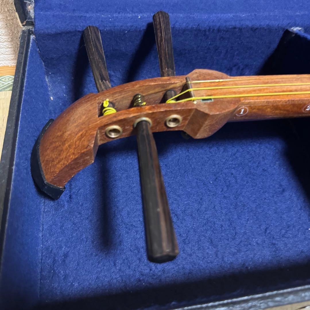 三味線　撥　ケース　3点セット　中棹　花梨　東さわり　破れ有り　初心者　入門