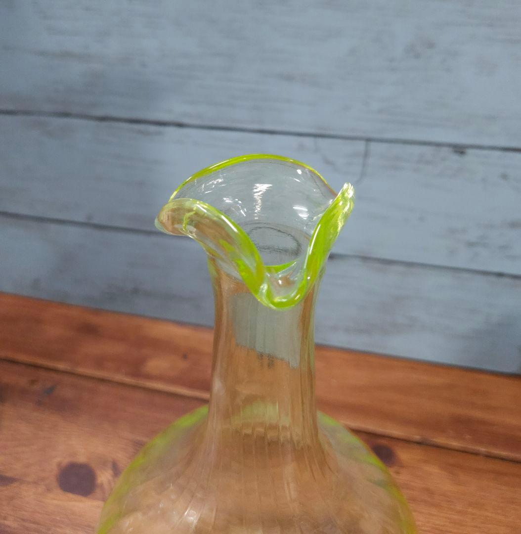 フランスアンティーク ヴァセリンガラス 花瓶 花器 フラワーベース ウラン硝子