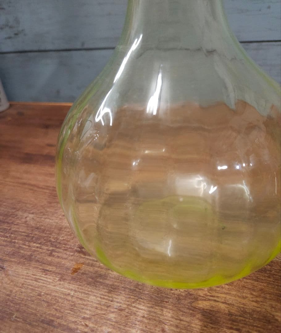 フランスアンティーク ヴァセリンガラス 花瓶 花器 フラワーベース ウラン硝子