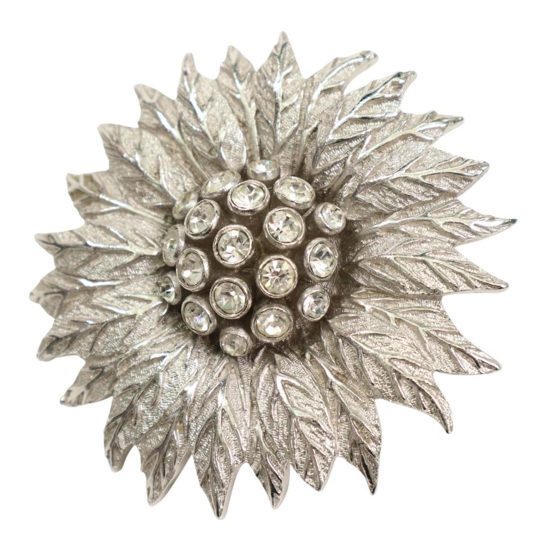 Christian Dior ディオール フラワー ブローチ　シルバー　高級