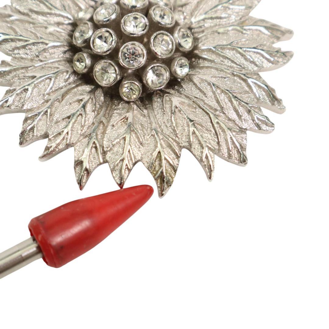Christian Dior ディオール フラワー ブローチ　シルバー　高級