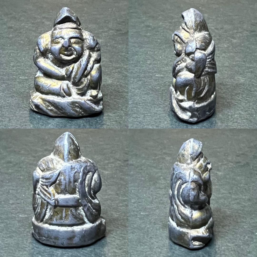 ◎古道具 庵々◎江戸時代後期 古銅製 恵比寿像 懐中仏◎神像豆仏鍍金痕有中空鋳造