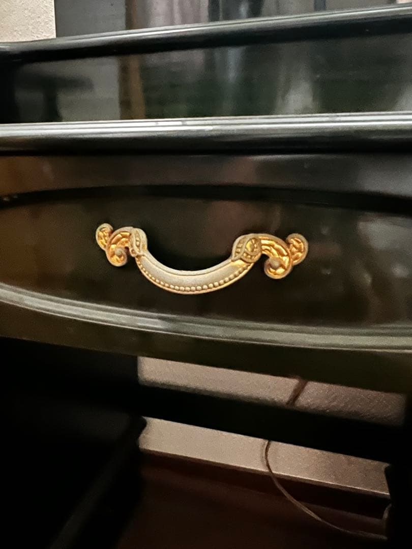 昭和レトロ　深緑色　木製ドレッサー 三面鏡付き