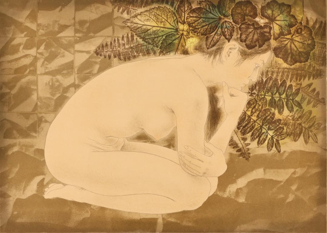 【真作】　山本文彦 「 想 」リトグラフ 10号 直筆サイン 裸婦　BK186