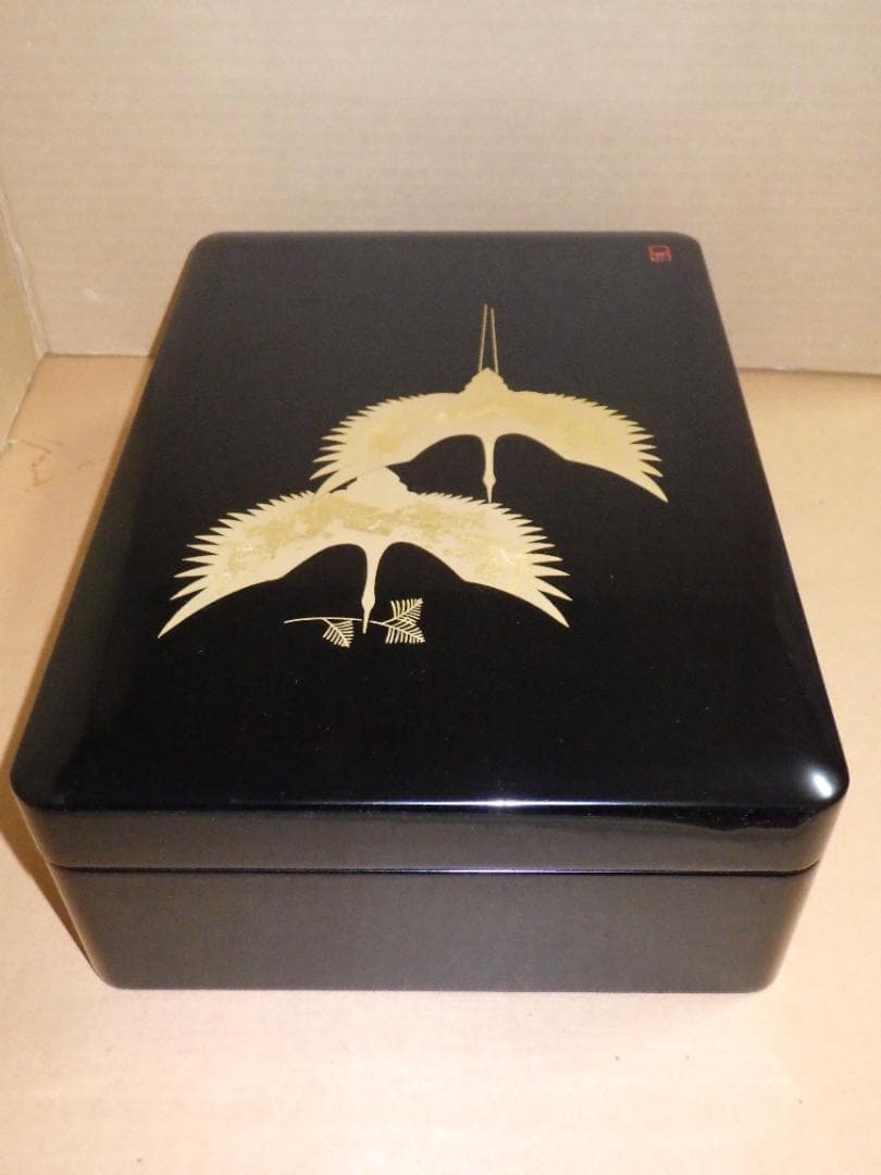 未使用 輪島塗 昇鶴 丹蔵 蒔絵 文庫 輪島漆器 大端稔 縦33㎝ 三越