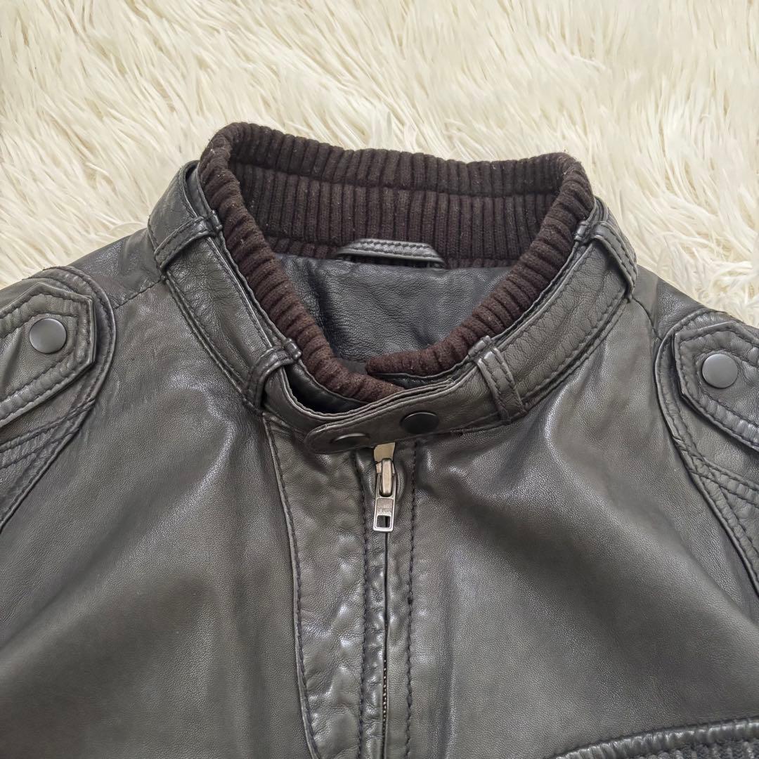 ディーゼル レザージャケット ライダースジャケット シングル 羊革 ブラック