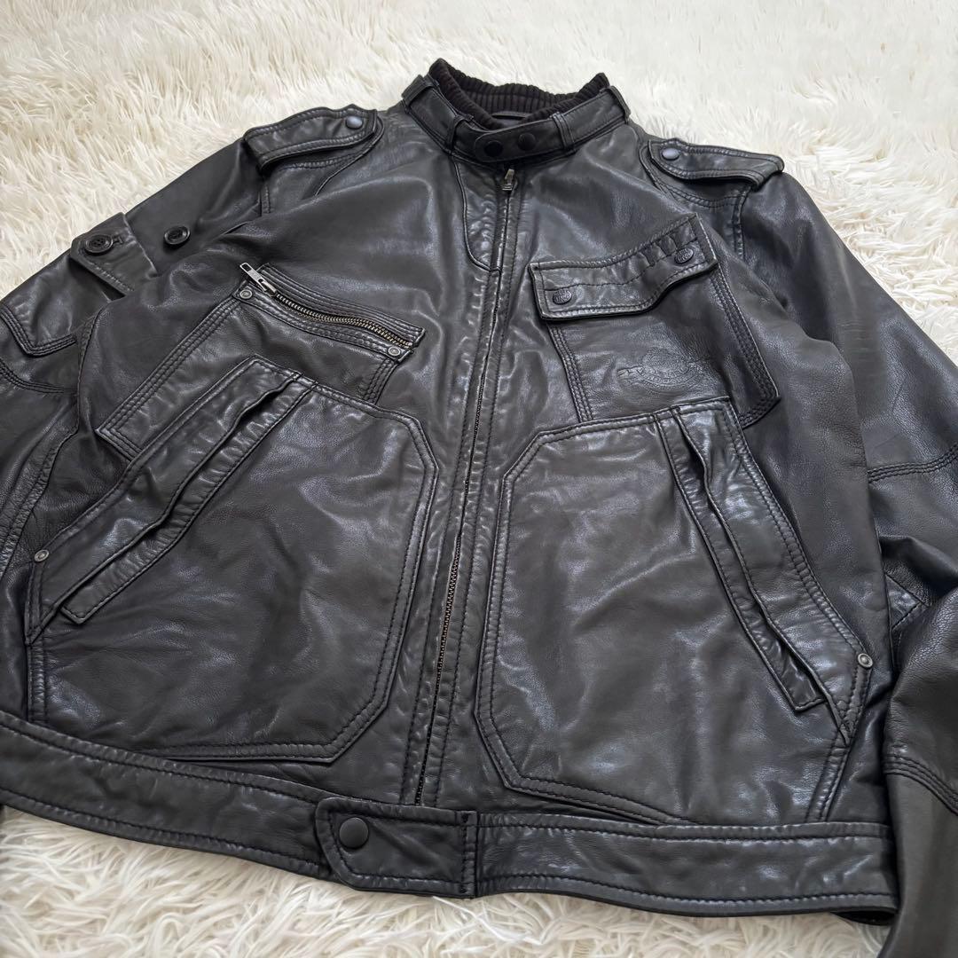 ディーゼル レザージャケット ライダースジャケット シングル 羊革 ブラック
