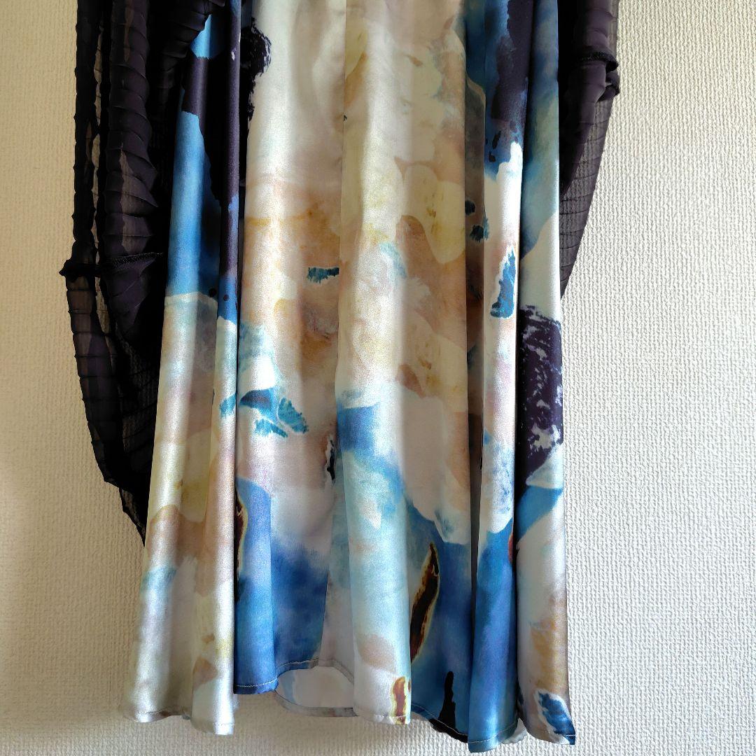 佐藤 Callarusシフォンプリーツデザインロング丈 ワンピースドレス