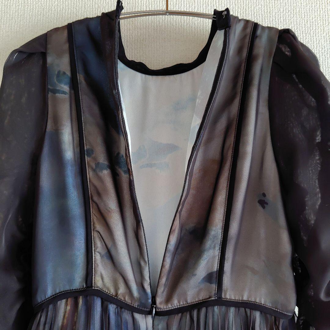 佐藤 Callarusシフォンプリーツデザインロング丈 ワンピースドレス