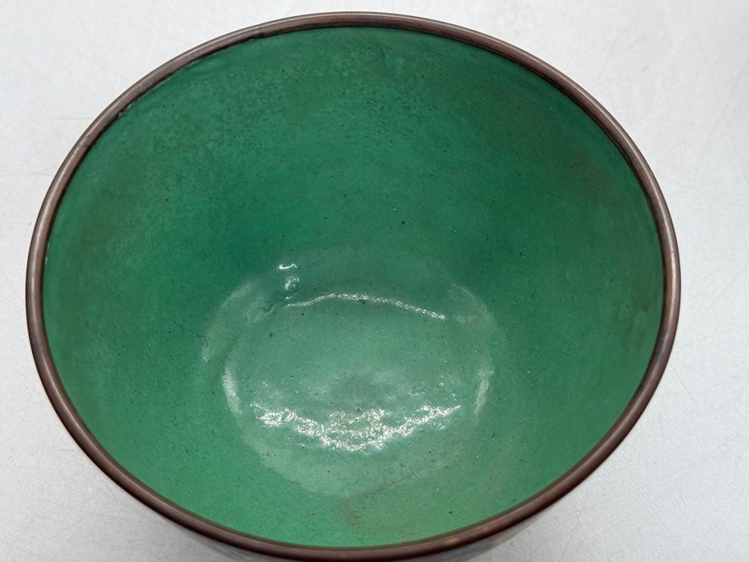 中国　民国期　七宝焼　福禄寿碗1対　景泰藍　送料込み251217