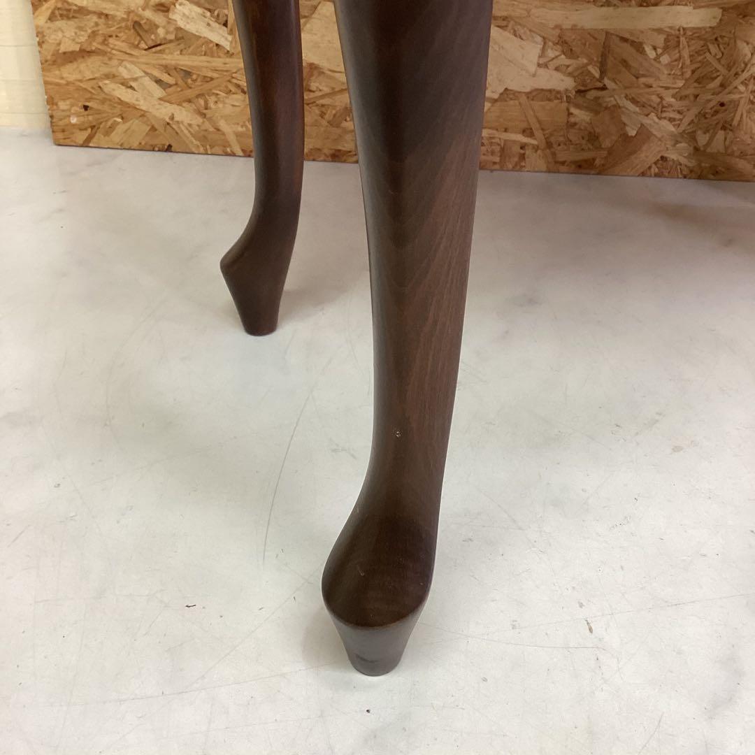 刺繍付き　アンティーク　ブラウン　猫足　スツール　刺繍　椅子　レトロ（I-22）