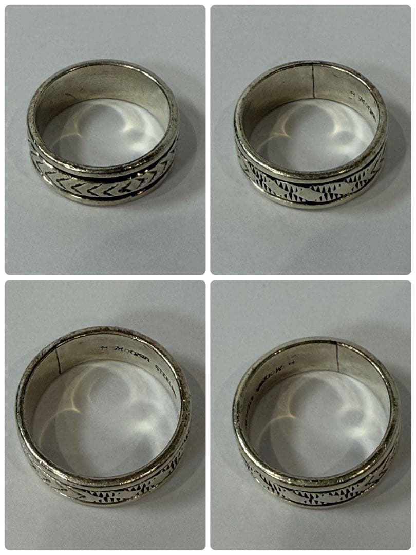 ナバホ族 ブルースモーガン作 スタンプワークリング インディアンジュエリー15号