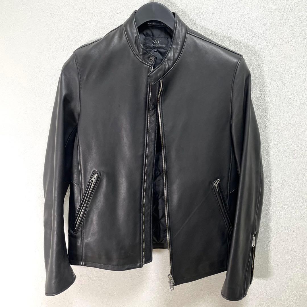 美品 UNION STATION シングルライダース キルティング 羊革 レザー