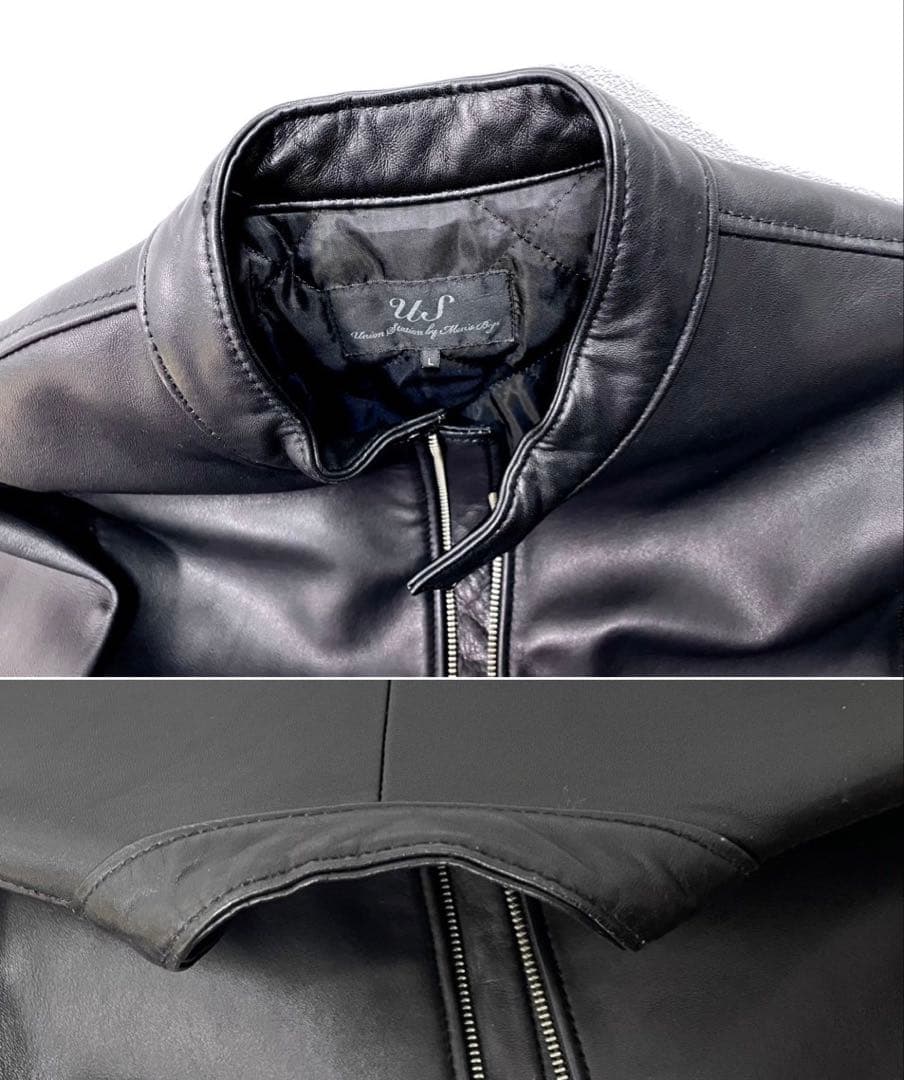 美品 UNION STATION シングルライダース キルティング 羊革 レザー