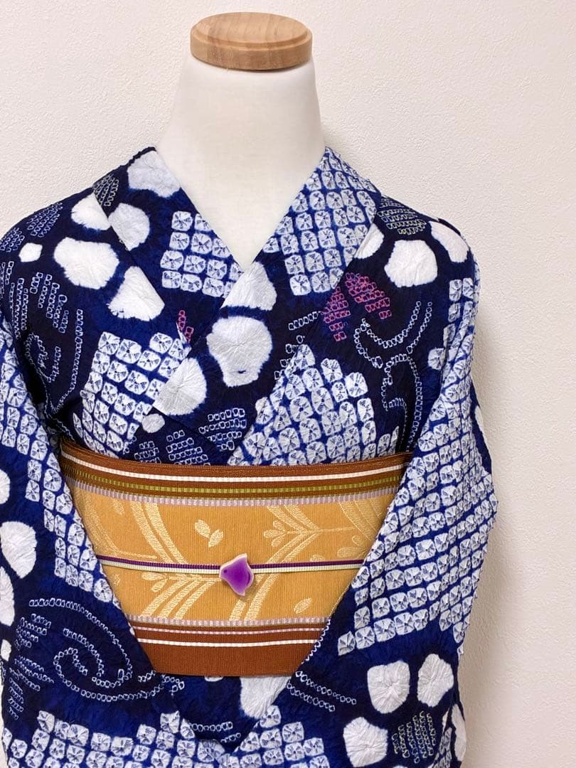 浴衣　有松鳴海絞り　蔓花　裄67cm