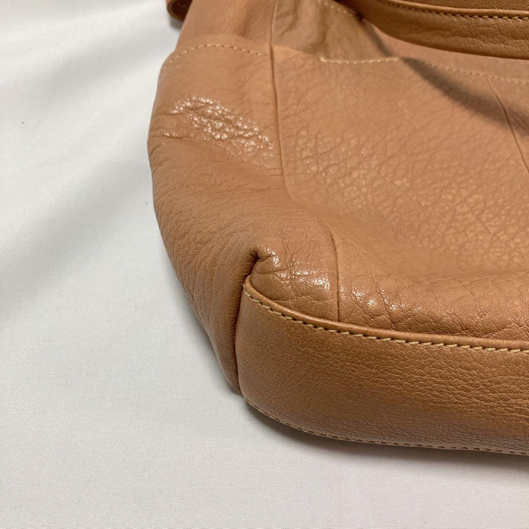 genten ゲンテン タスカ ロゴ ショルダーバッグ レザー グレージュ