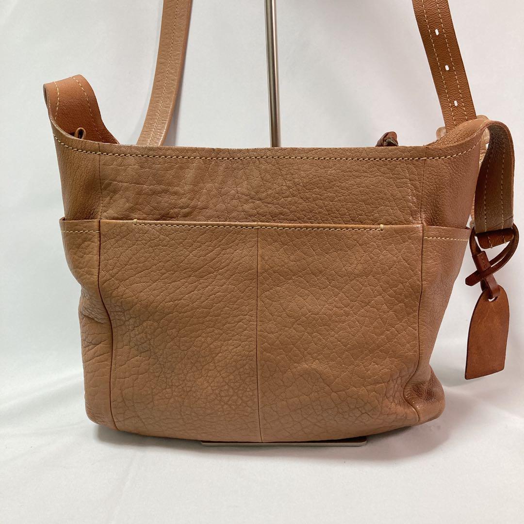 genten ゲンテン タスカ ロゴ ショルダーバッグ レザー グレージュ