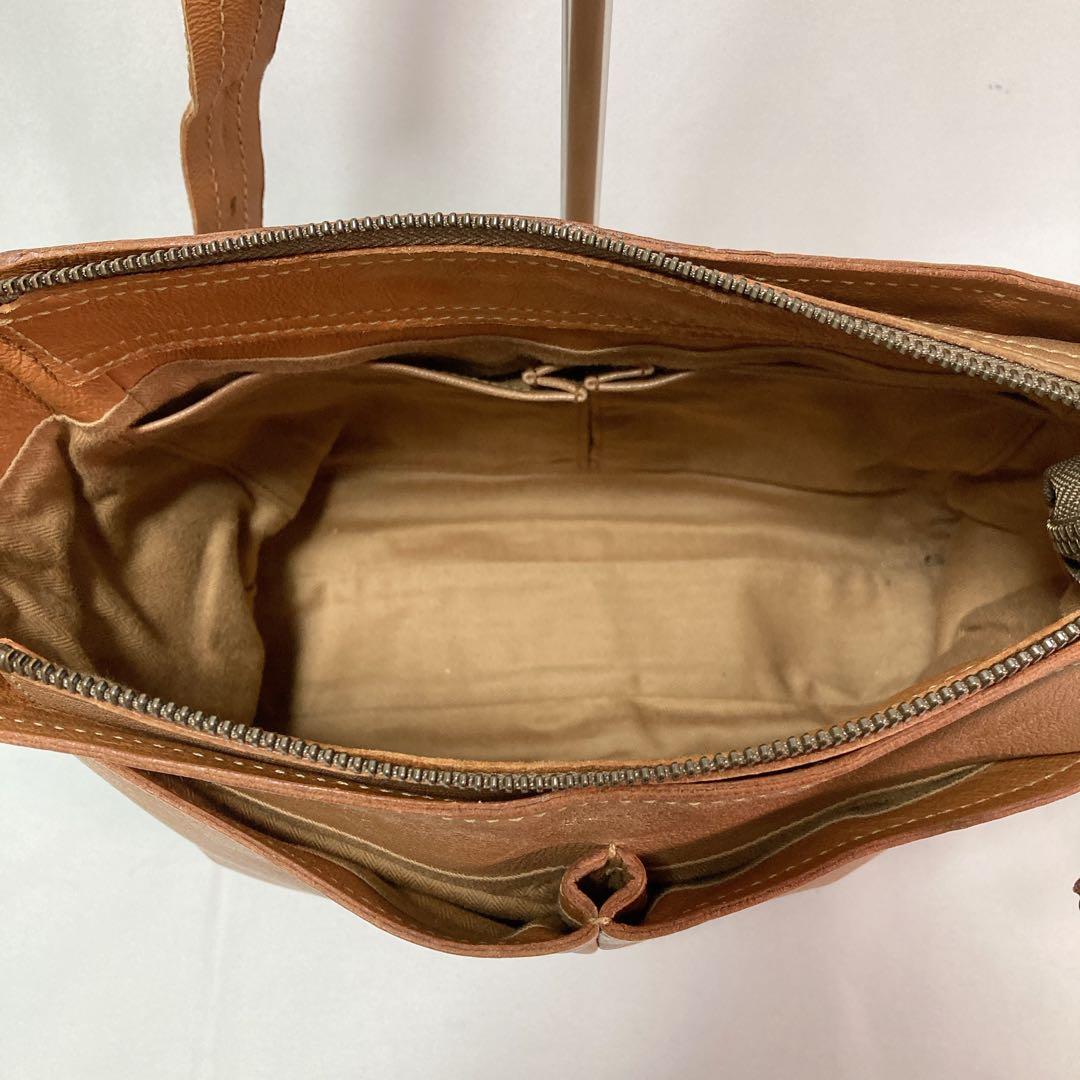 genten ゲンテン タスカ ロゴ ショルダーバッグ レザー グレージュ