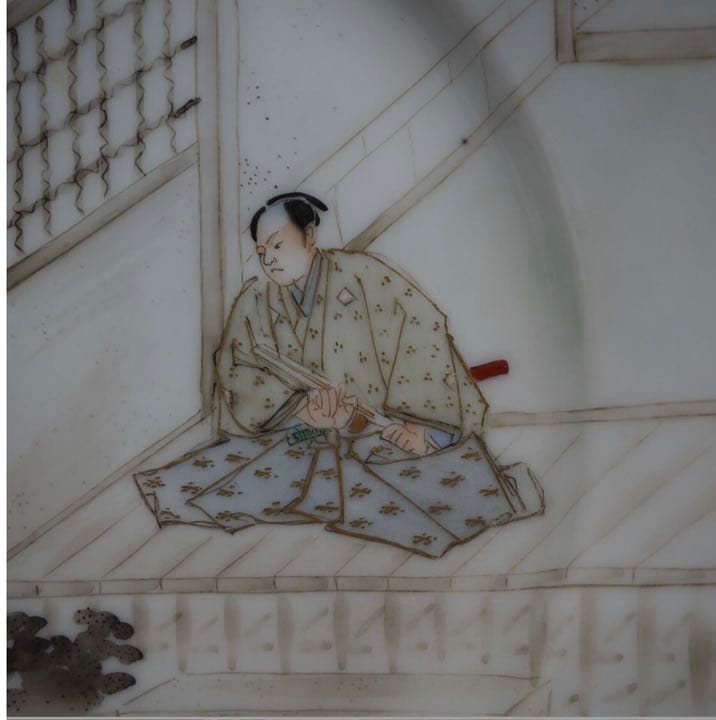 送料無料　大正時代『百田造』幻の横浜焼 忠臣蔵図皿 径18ｃｍ