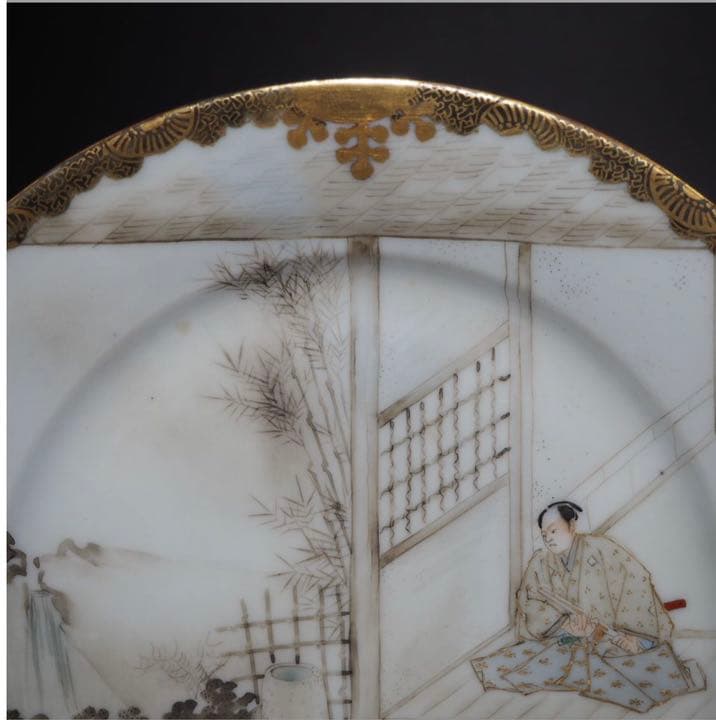 送料無料　大正時代『百田造』幻の横浜焼 忠臣蔵図皿 径18ｃｍ