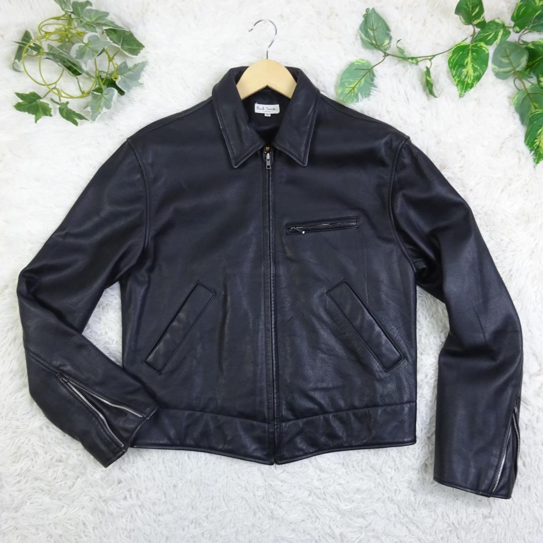 美品　ポールスミス　カウレザー　牛革　シングルライダース　L　ブラック