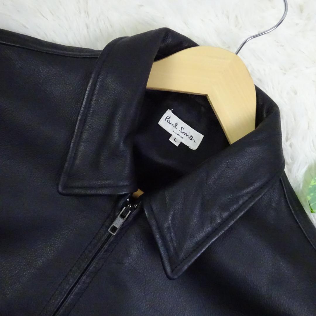 美品　ポールスミス　カウレザー　牛革　シングルライダース　L　ブラック