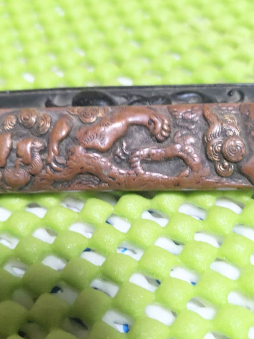 刀装具 小柄袋 小柄 獅子彫刻 名工柳川直春作