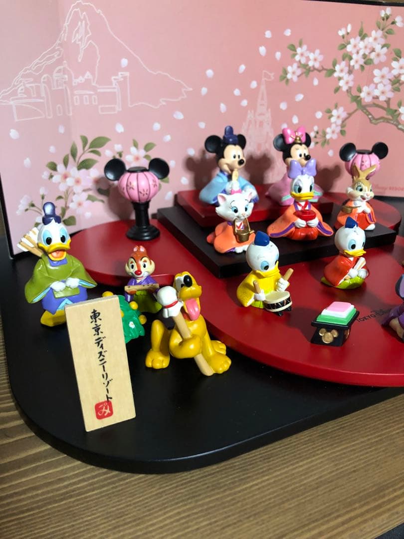 ディズニー 雛人形セット 桜背景付き