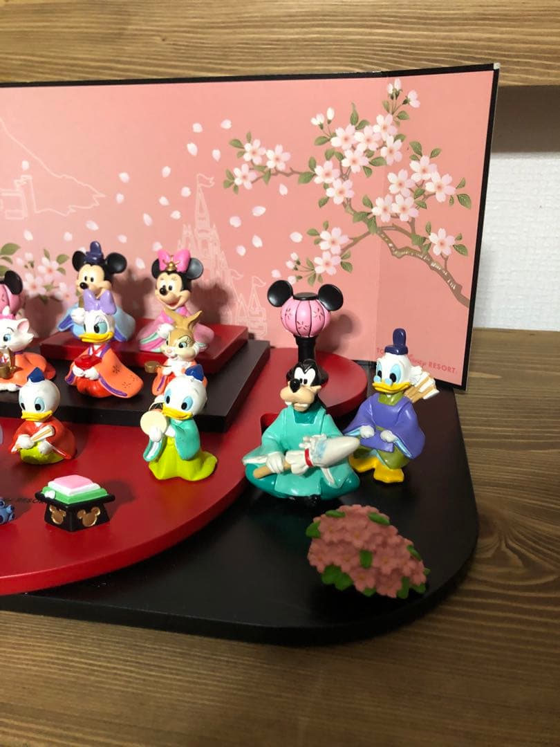 ディズニー 雛人形セット 桜背景付き
