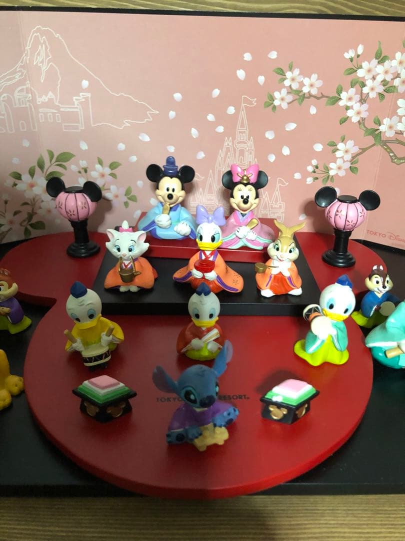 ディズニー 雛人形セット 桜背景付き
