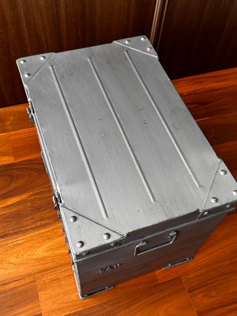 レトロ・ヴィンテージ風コンテナ収納ボックス ブリキ インダストリアル ミリタリー