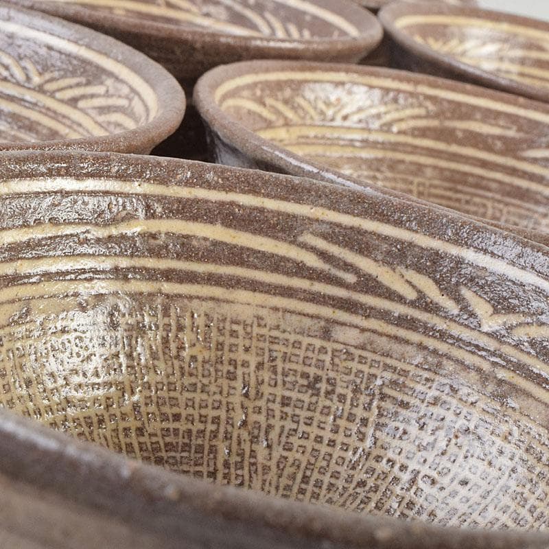 茶道具　河合瑞豊作　刷毛目　三島　数茶碗　十客　共箱　M　R9383H