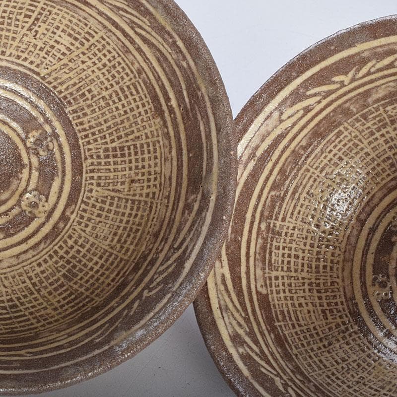 茶道具　河合瑞豊作　刷毛目　三島　数茶碗　十客　共箱　M　R9383H