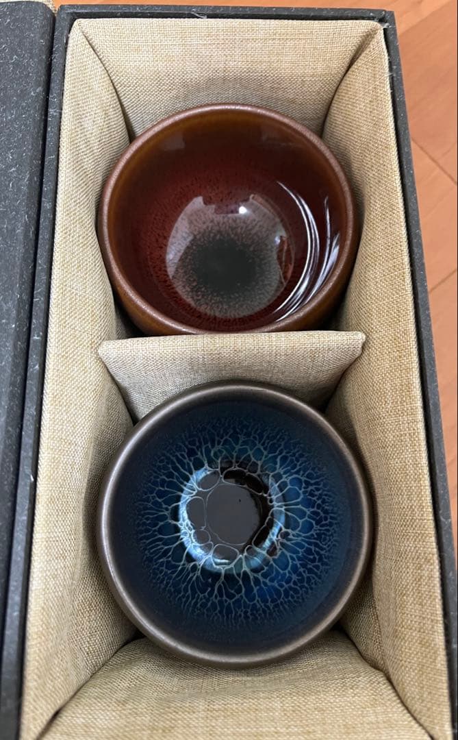 中国曜変天目茶碗2個セット　油滴天目　福建　建盏　建陽