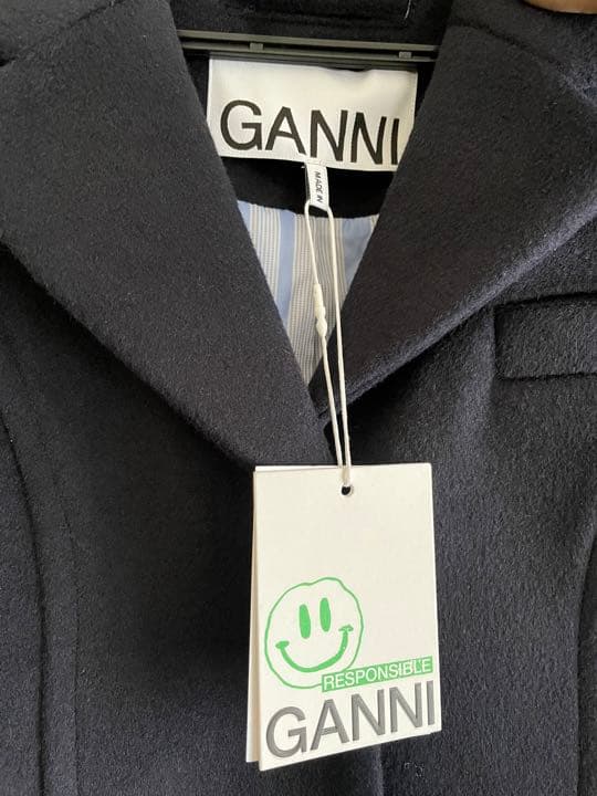 GANNI ガニー パフスリーブ チェスターコート ロングコート