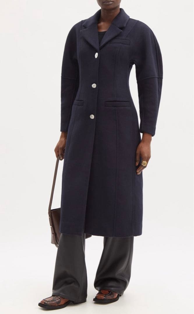 GANNI ガニー パフスリーブ チェスターコート ロングコート