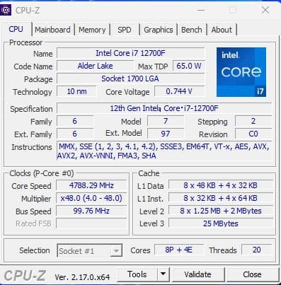 Intel CPU Core i7 12700F LGA1700【動作確認済】