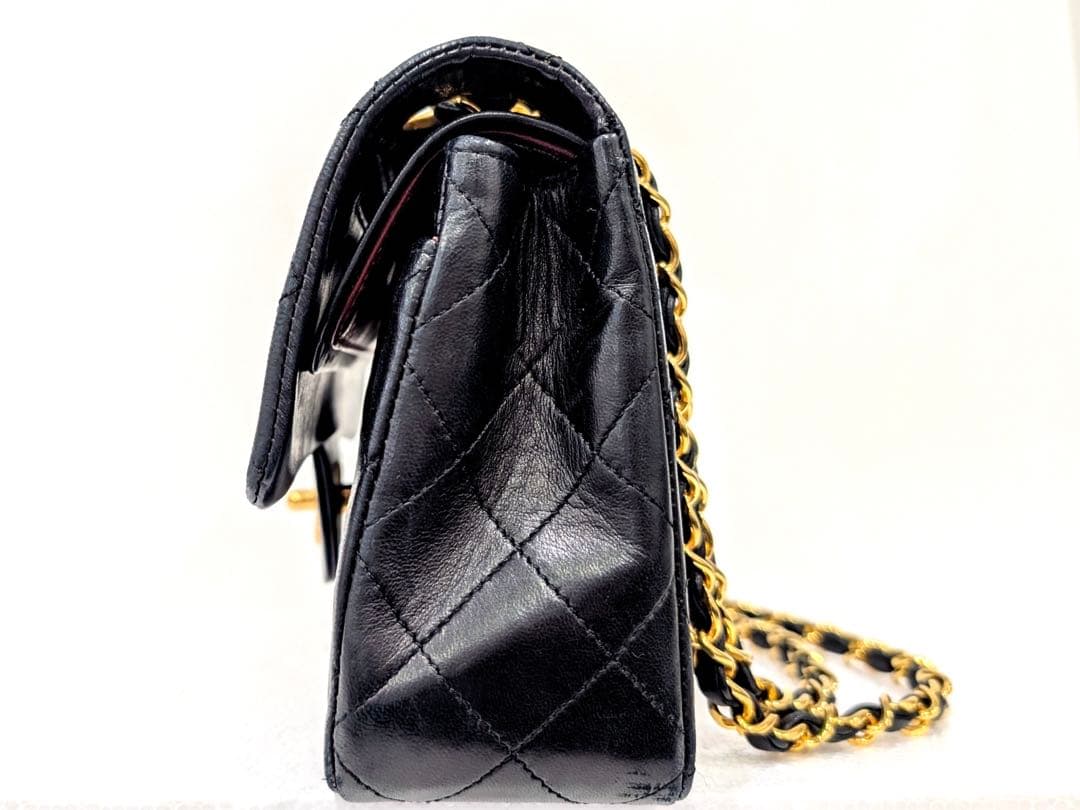 美品 CHANEL マトラッセ Wフラップ Wチェーンショルダー ラムスキン