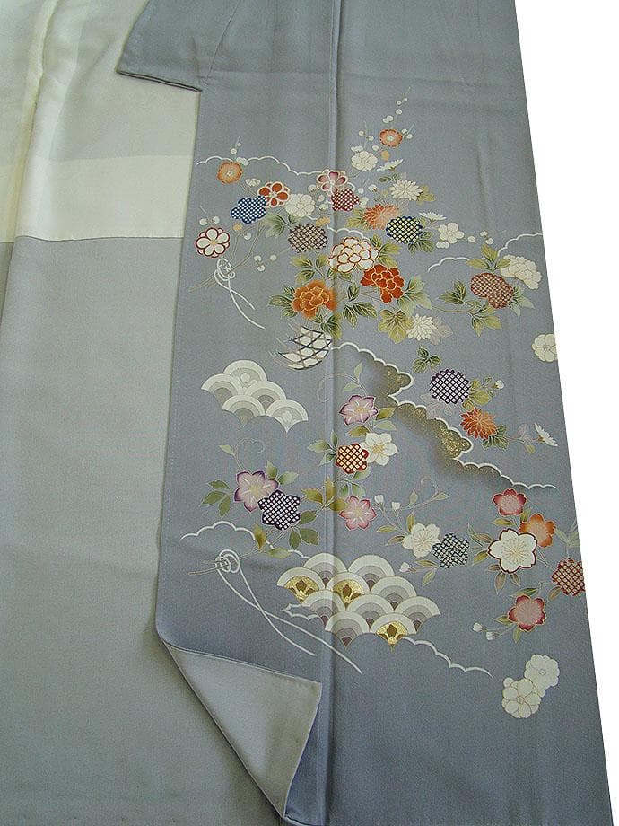 美品 極上一越地 本加工染 附下げ・訪問着（正絹）仕立上り＜HH2218＞