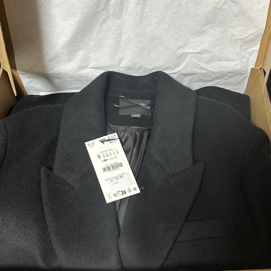 新品 ZARA ウール混紡エクストラロングコート Sサイズ