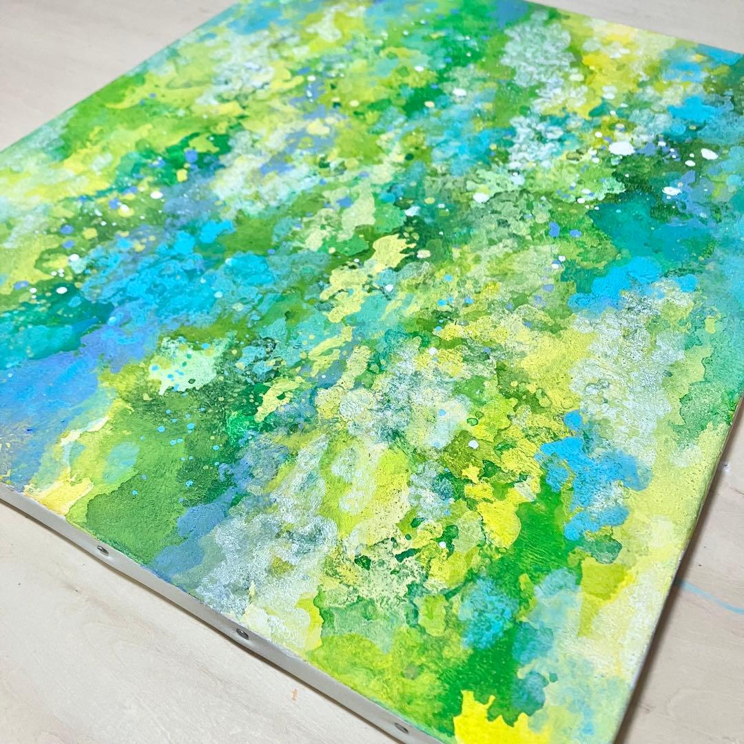 こもれび＊大きめ12号キャンバス　絵画　原画　自然　森　新緑　テクスチャーアート