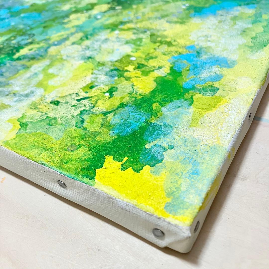 こもれび＊大きめ12号キャンバス　絵画　原画　自然　森　新緑　テクスチャーアート