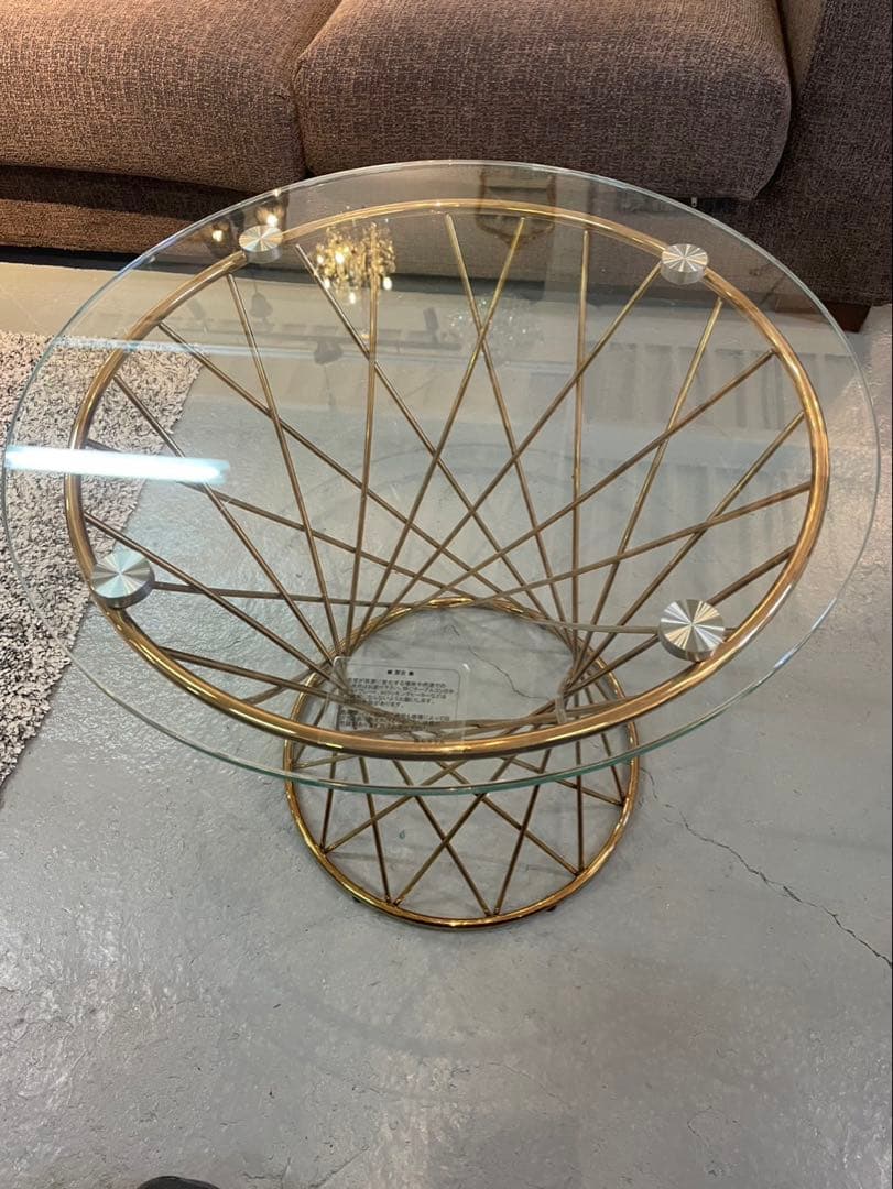 Francfranc マーリア サイドテーブル （クリア×ゴールド