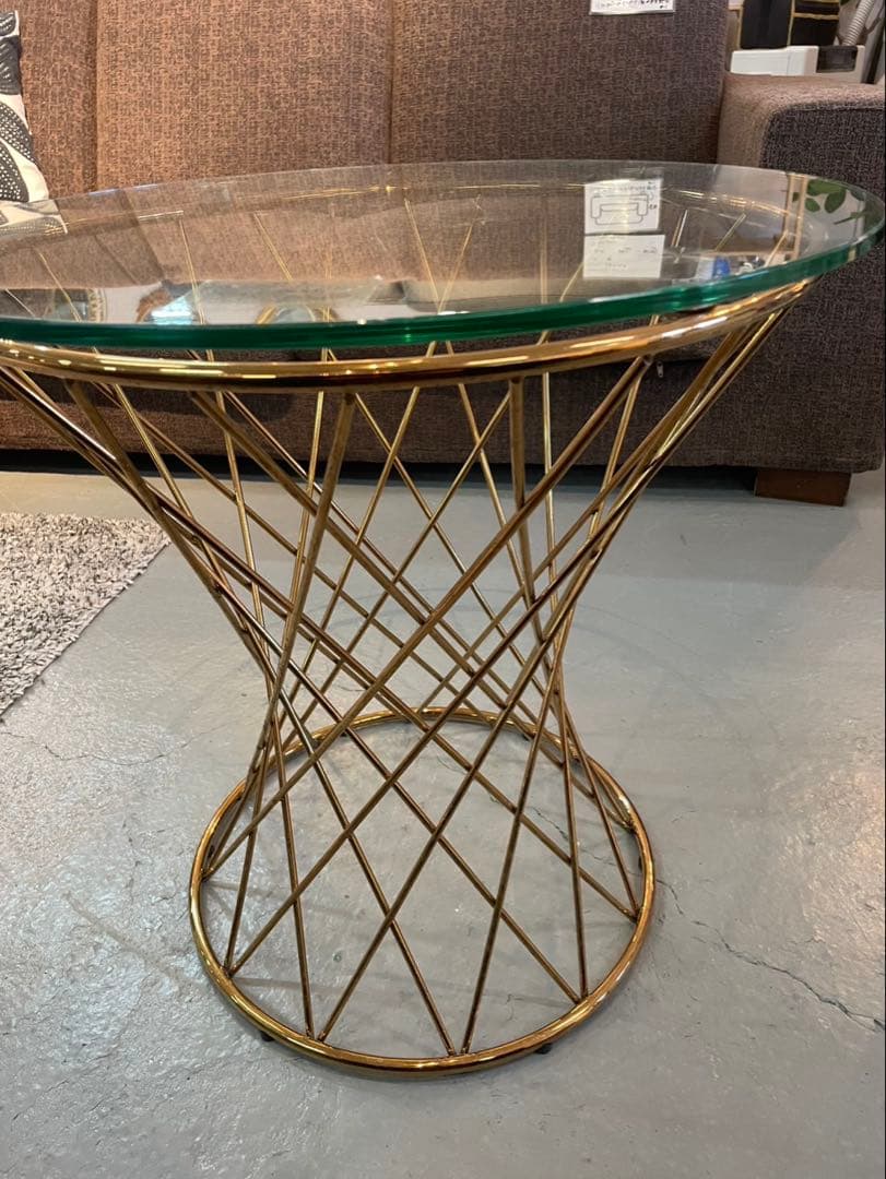 Francfranc マーリア サイドテーブル （クリア×ゴールド