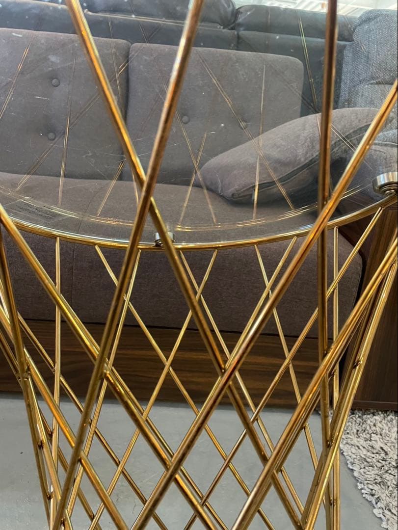 Francfranc マーリア サイドテーブル （クリア×ゴールド