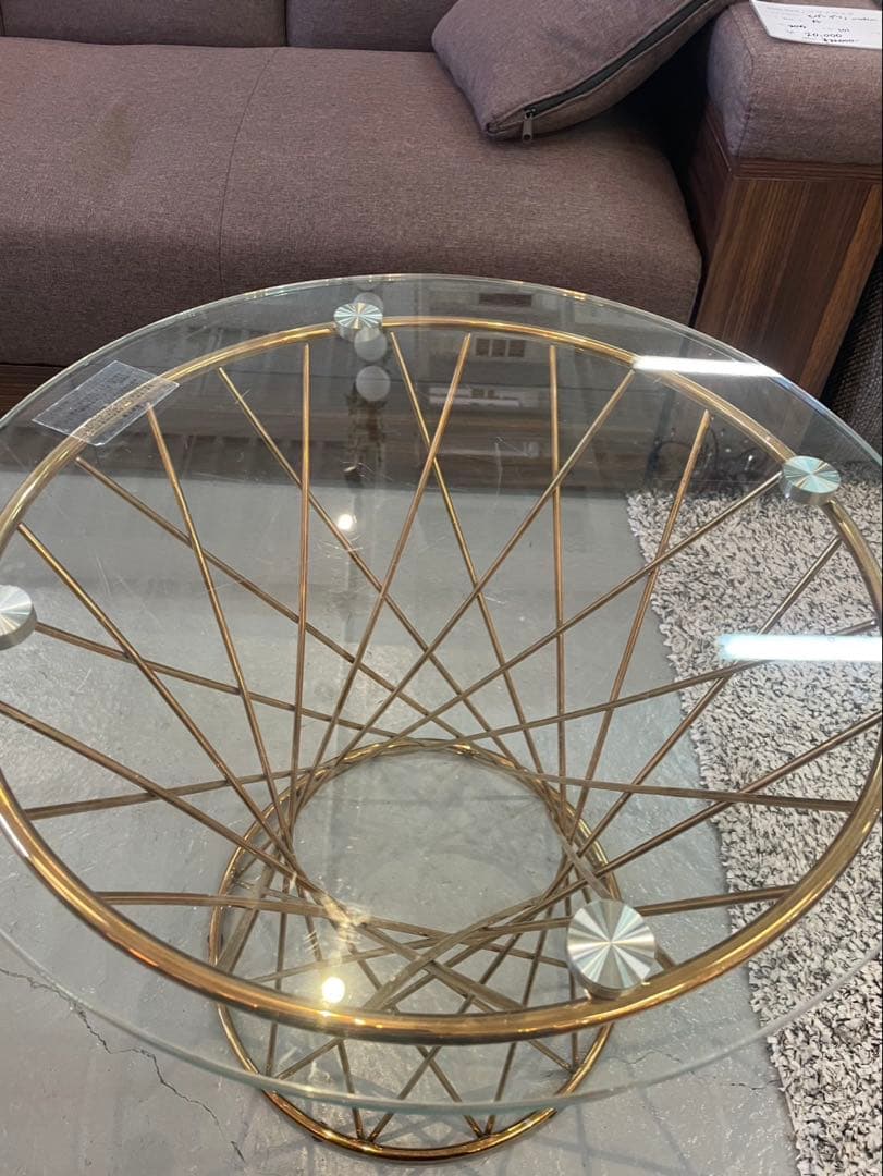 Francfranc マーリア サイドテーブル （クリア×ゴールド