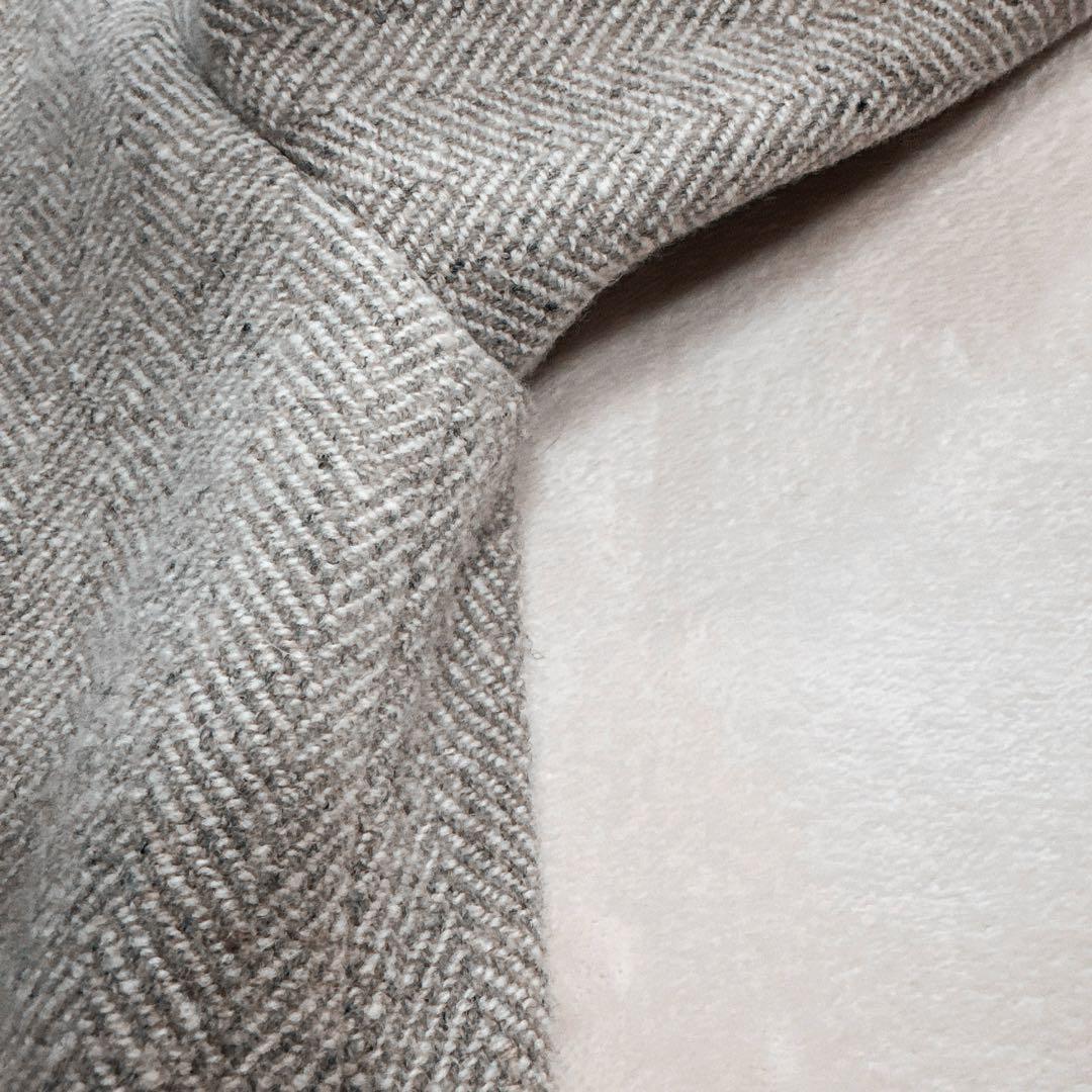 近年 マーガレットハウエル ネップヘリンボーン ツイード ラグランコート ロング